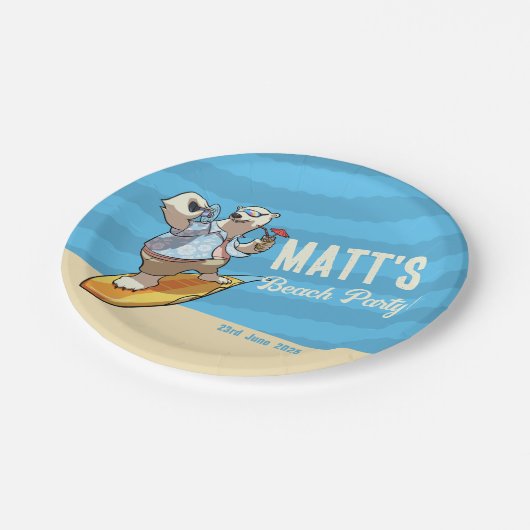 Beach Party Toevoegen Jouw naam Cool Surfen Polar  Papieren Bordje (Gekanteld)