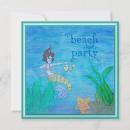 Beach Party Tropical Mermaid Personalized Kaart
