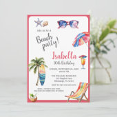 Beach Party Tropical Summer Invitation Kaart (Staand voorkant)