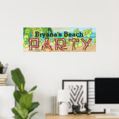 Beach Party Typografie Summer Hibiscus Banner Poster (Thuiskantoor)