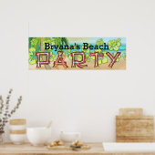 Beach Party Typografie Summer Hibiscus Banner Poster (Keuken)