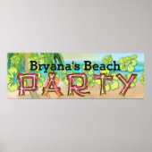 Beach Party Typografie Summer Hibiscus Banner Poster (Voorkant)