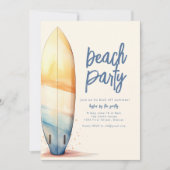 Beach Party Uitnodiging Sjabloon met Surven Board (Voorkant)