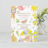 Beach Party Uitnodiging voor verjaardag (Staand voorkant)