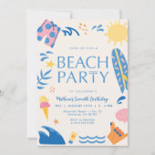 Beach Party uitnodiging | Zon en Surf Feest Uitnod (Voorkant)
