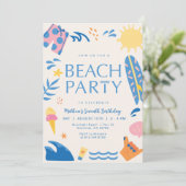 Beach Party uitnodiging | Zon en Surf Feest Uitnod (Staand voorkant)