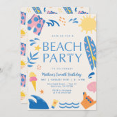 Beach Party uitnodiging | Zon en Surf Feest Uitnod (Voorkant / Achterkant)