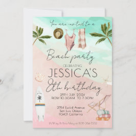 Beach Party Verjaardag Eerste Verjaardag Meisje Jo Kaart