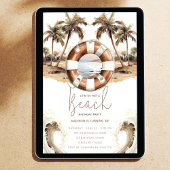 Beach Party Verjaardag Pastel Zandring boei Kaart