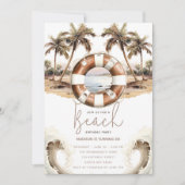 Beach Party Verjaardag Pastel Zandring boei Kaart (Voorkant)