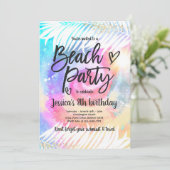 Beach Party Verjaardag Roze Tie Dye Meisje Beach P Kaart (Staand voorkant)