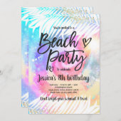 Beach Party Verjaardag Roze Tie Dye Meisje Beach P Kaart (Voorkant / Achterkant)