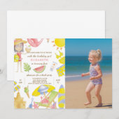 Beach Party verjaardagsuitnodiging met foto Kaart (Voorkant / Achterkant)