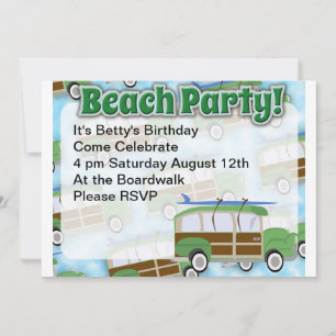 Beach Party Woodie Wagon uitnodigen Kaart