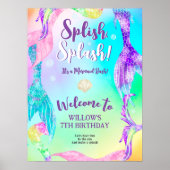 Beach party zeemeermin staarten Kinderen verjaarda Poster (Voorkant)