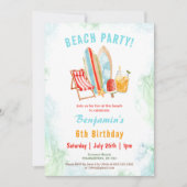 Beach Party Zomer Tropische Verjaardag Uitnodiging (Voorkant)