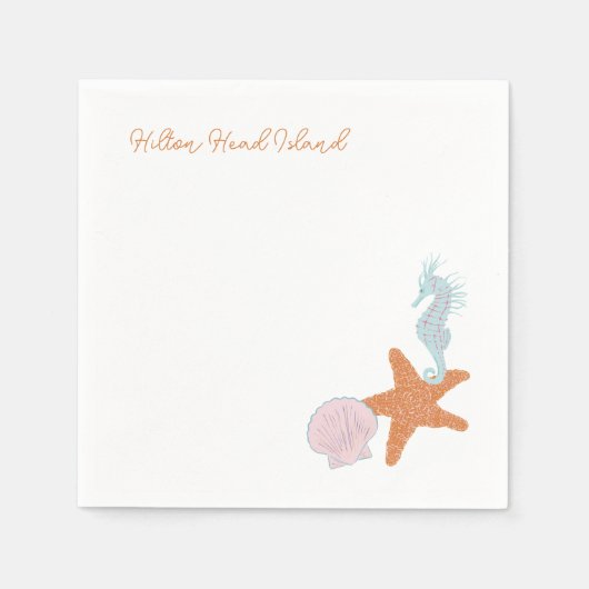 Beach Pastel Tekeningen Cocktail servetten (Voorkant)