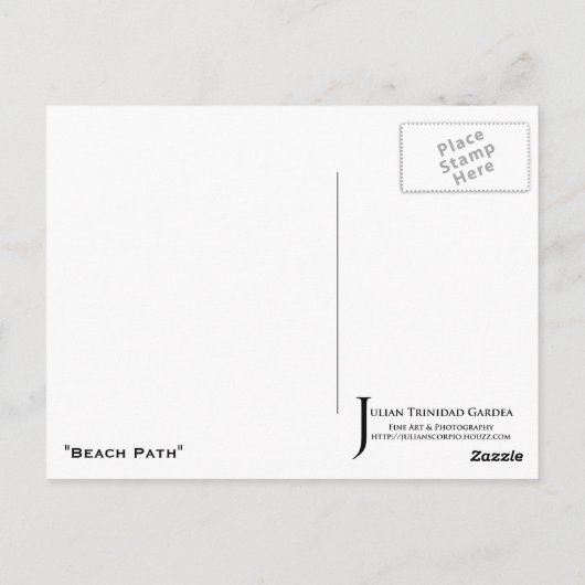 "Beach Path" JTG Art Briefkaart (Achterkant)