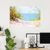Beach Path Ocean Grass Waterverf Poster (Thuiskantoor)