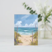 Beach Path | Ocean Watercolor Coastal Painted Briefkaart (Staand voorkant)