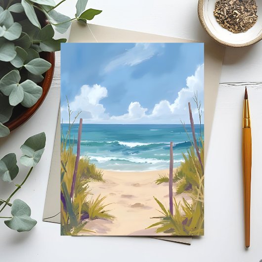 Beach Path | Ocean Watercolor Coastal Painted Card