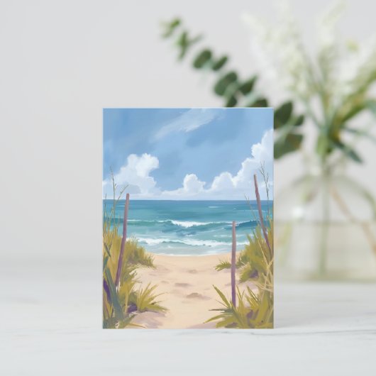 Beach Path | Ocean Watercolor Coastal Painted Card (Staand voorkant)