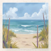 Beach Path | Ocean Watercolor Coastal Painted Glazen Onderzetter (Voorkant)