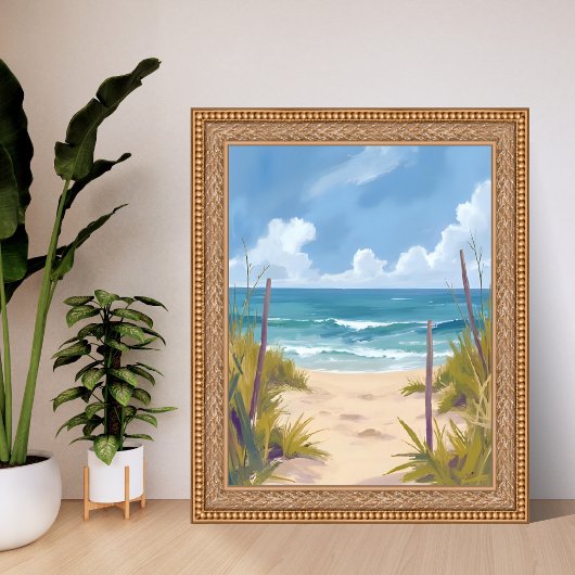 Beach Path | Ocean Watercolor Coastal Painted Poster