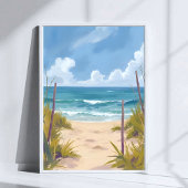 Beach Path | Ocean Watercolor Coastal Painted Poster