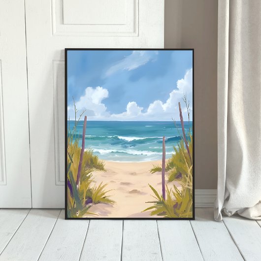 Beach Path | Ocean Watercolor Coastal Painted Poster