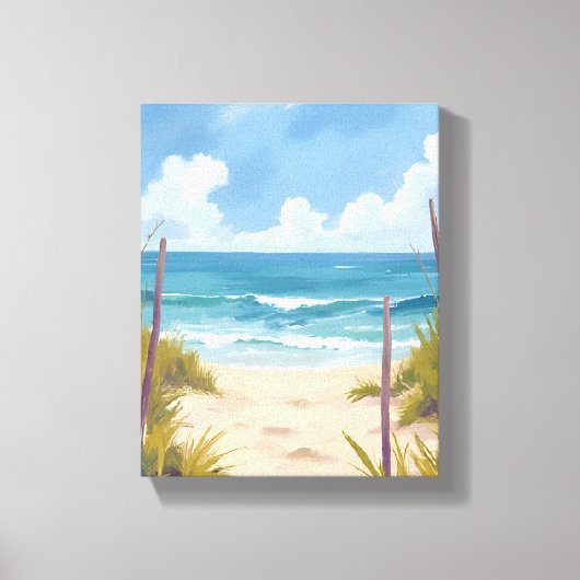 Beach Path | Ocean Watercolor Coastal Painting Canvas Afdruk (Voorkant)