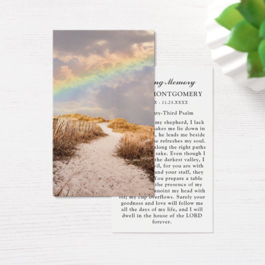 Beach Path Rainbow Funeral Prayer Card Visitekaartje (Bureau)