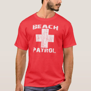 BEACH PATROL Distress White Logo Lifeguard T-shirt