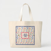 Beach Pattern-monogram Grote Tote Bag (Voorkant)
