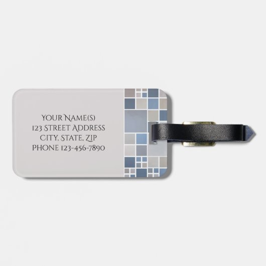 Beach Pattern Waterverf Monogram Bagagelabel (Achterkant horizontaal)