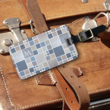 Beach Pattern Waterverf Monogram Bagagelabel