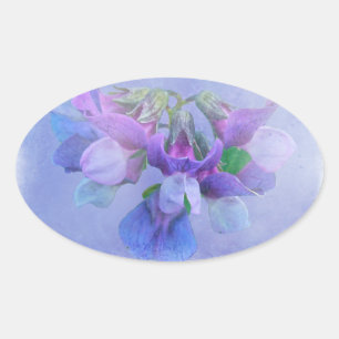 Beach Pea Flowers Ovale Sticker