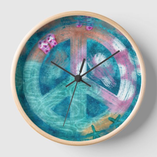 Beach Peace Sign Abstracte kunst Blauwgroen roze g (Voorkant)