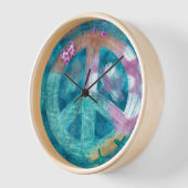 Beach Peace Sign Abstracte kunst Blauwgroen roze g (Hoek)