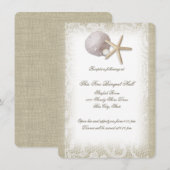 Beach Pearl en Lace Receptie Kaart (Voorkant / Achterkant)