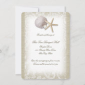 Beach Pearl en Lace Receptie Kaart (Voorkant)