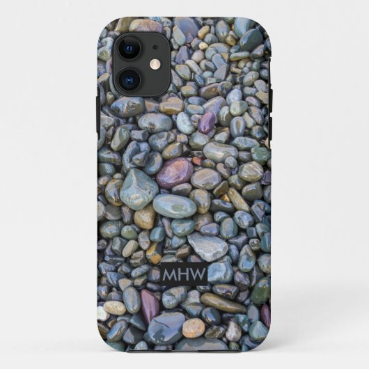 Beach Pebbles aangepaste monogram telefoondoosjes Case-Mate iPhone Case (Achterkant)