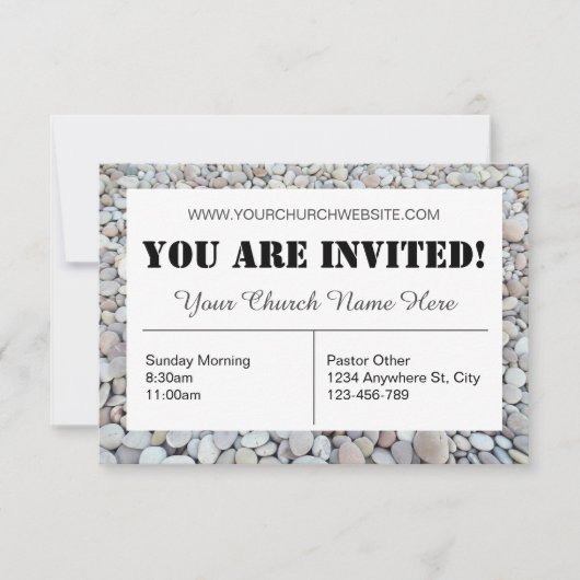 Beach Pebbles Church Invitation Kaart (Voorkant)