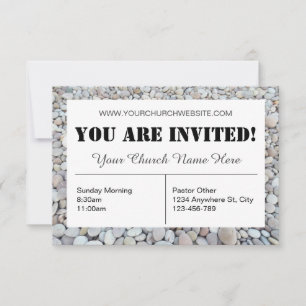 Beach Pebbles Church Invitation Kaart