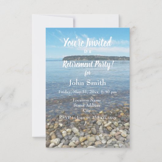 Beach Pebbles Photo Retirement Party Kaart (Voorkant)