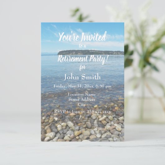 Beach Pebbles Photo Retirement Party Kaart (Staand voorkant)