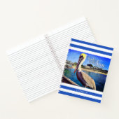 Beach Pelican Blue White Stripes Soak up the Sun Notitieboek (Binnen)