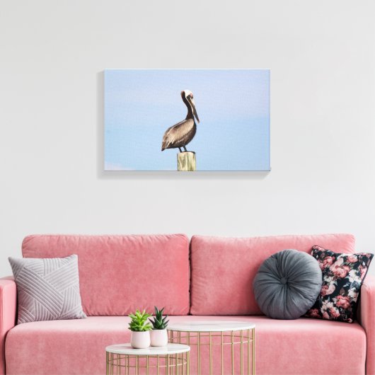 Beach Pelican Gevist Canvas Fotografie (Insitu (Woonkamer))