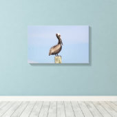 Beach Pelican Gevist Canvas Fotografie Afdruk (Insitu (Houten vloer))