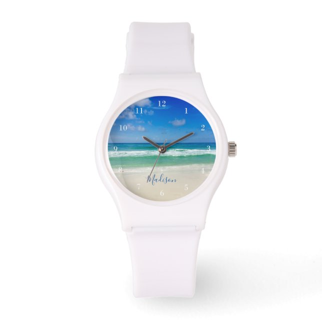 Beach Photo Beauful Ocean Waves Persoonlijk Horloge (Voorkant)